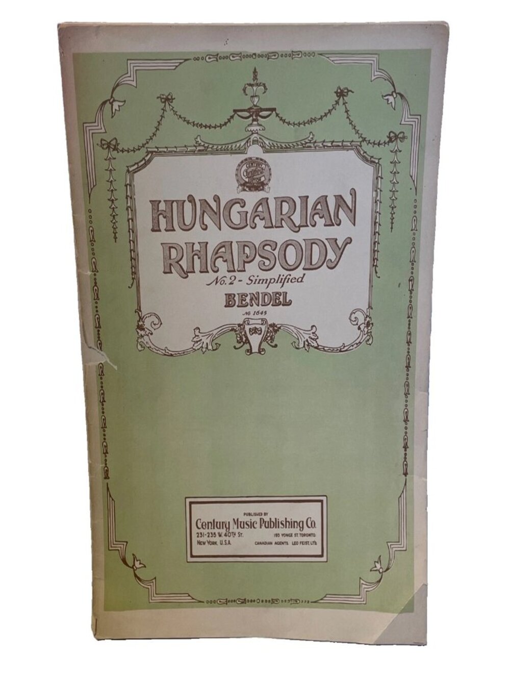 1912 Hungarian Rhapsody No 2 Sheet Music Franz Liszt Bendel Century Music 17 pgs